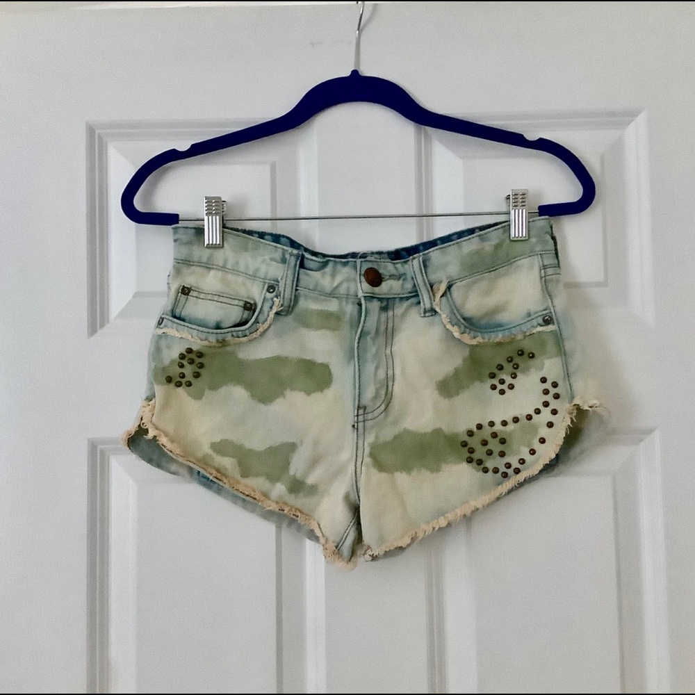Free People Camo Cutoff Shorts